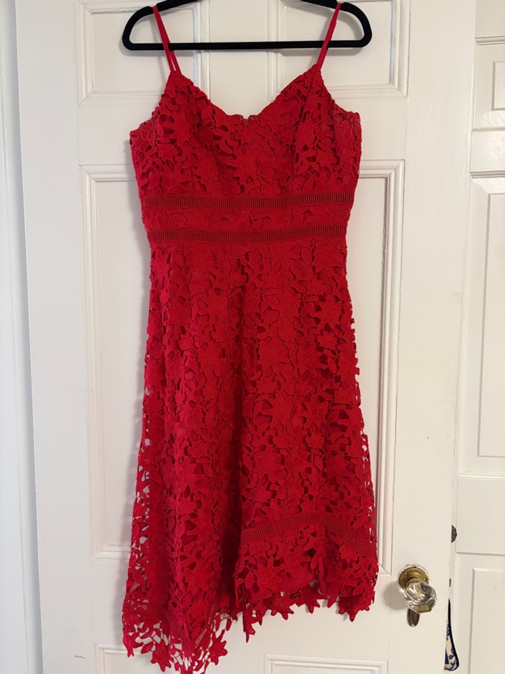 Eliza J Red Lace Dress with Floral Cutwork